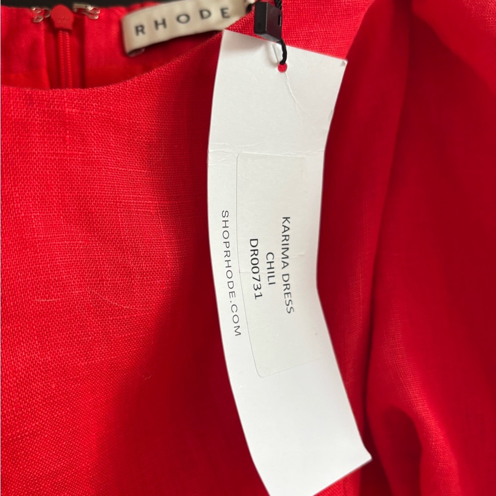 RARE - RHODE Karima Dress Red Off Shoulder Puff-Sleeve sz 4 - Picture 4 of 6